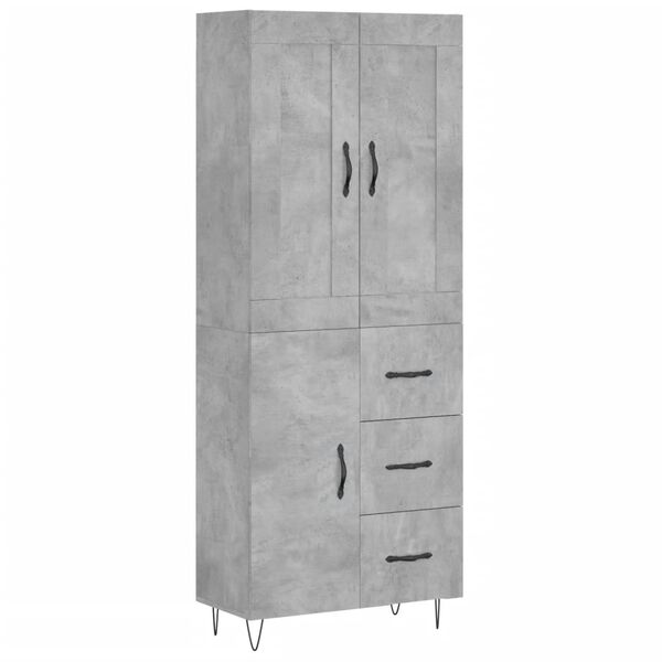 vidaXL Highboard Betongrau 69,5x34x180 cm Holzwerkstoff