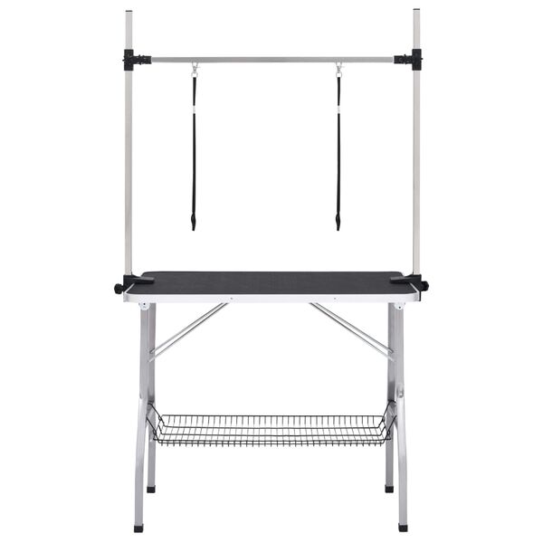 vidaXL Verstellbarer Trimmtisch für Hunde mit 2 Schlaufen und Korb