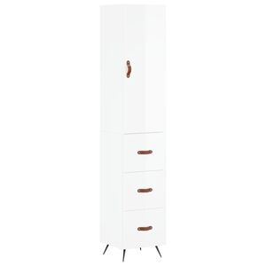 vidaXL Highboard Hochglanz-Wei&szlig; 34,5x34x180 cm Holzwerkstoff
