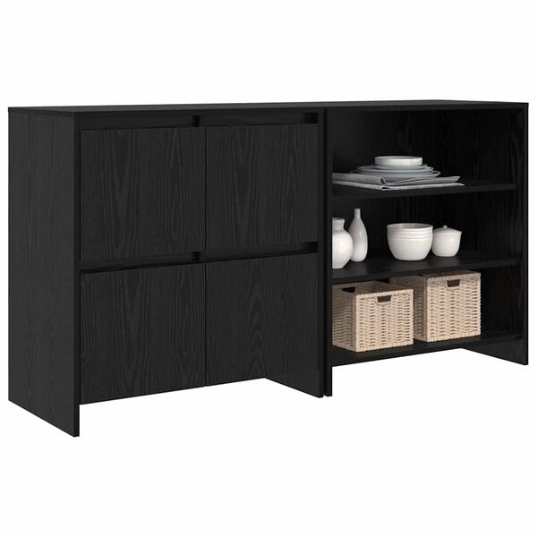 vidaXL Sideboard 2 pcs Schwarz Eichen-Optik 70 x 41 x 75 cm