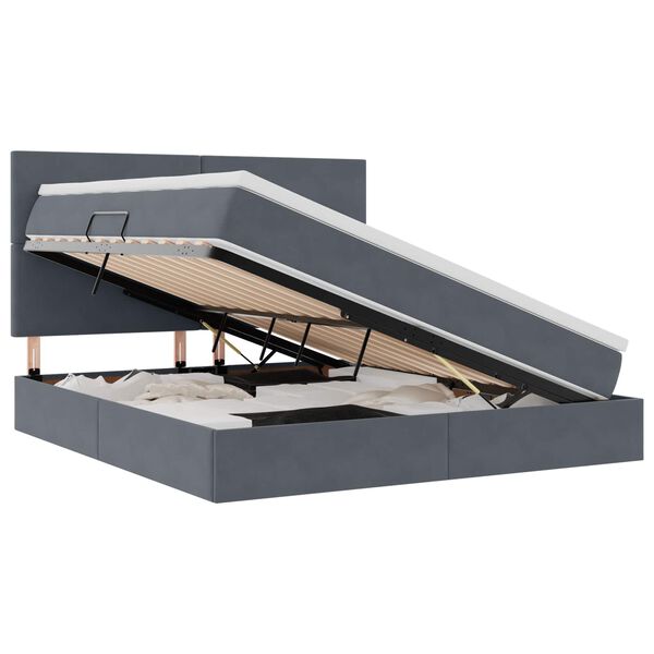 vidaXL Bett mit Stauraum und LED Dunkelgrau 180 x 200 cm Samt