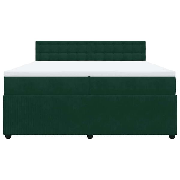 vidaXL Boxspringbett mit Matratze Dunkelgr&uuml;n 200x200 cm Samt
