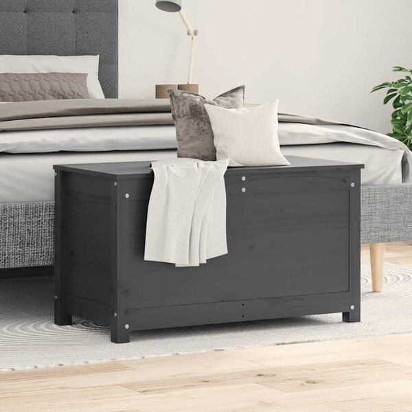 vidaXL Truhe Grau 80x40x45,5 cm Massivholz Kiefer