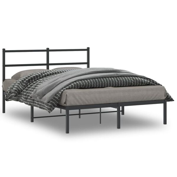 vidaXL Bettgestell mit Kopfteil Metall Schwarz 140x190 cm