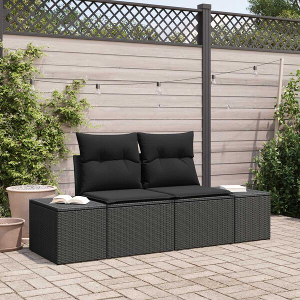 vidaXL Gartensofa Schwarz 123 x 62 x 69cm Poly-Rattan