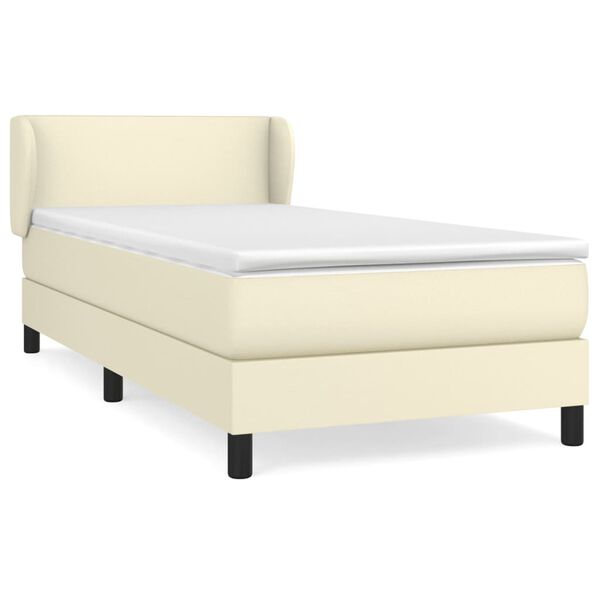 vidaXL Boxspringbett mit Matratze Creme 90x190 cm Kunstleder