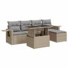 vidaXL 6-tlg. Garten-Sofagarnitur mit Kissen Beige Poly Rattan