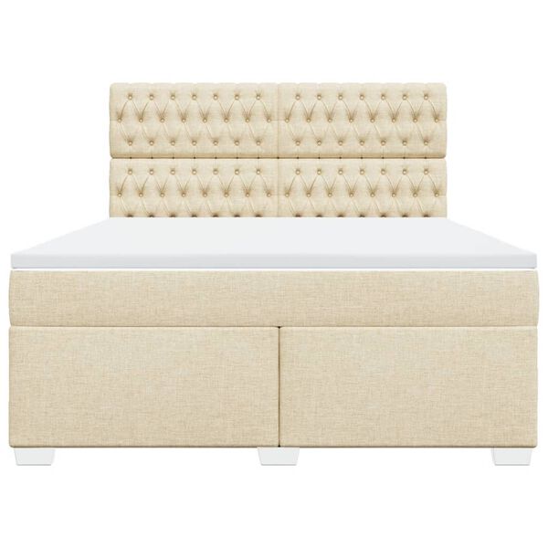 vidaXL Boxspringbett mit Matratze Creme 180x200 cm Stoff