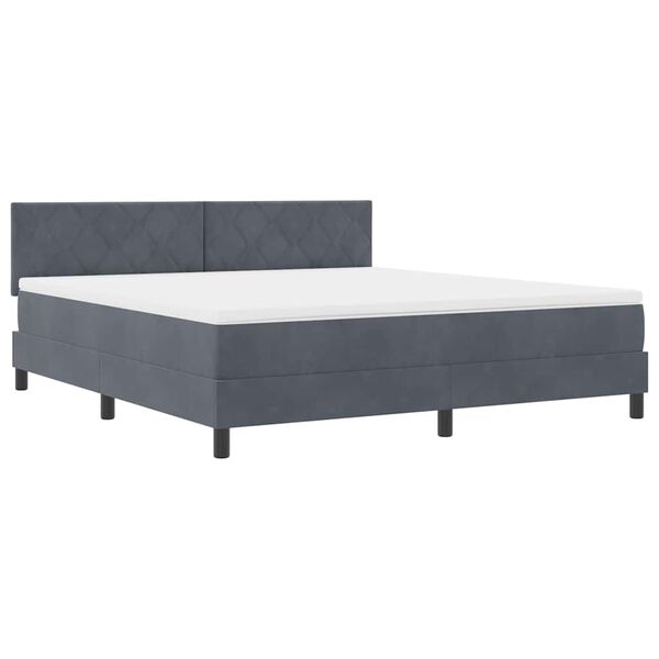vidaXL Boxspringbett mit Matratze Dunkelgrau 180 x 200 cm Samt