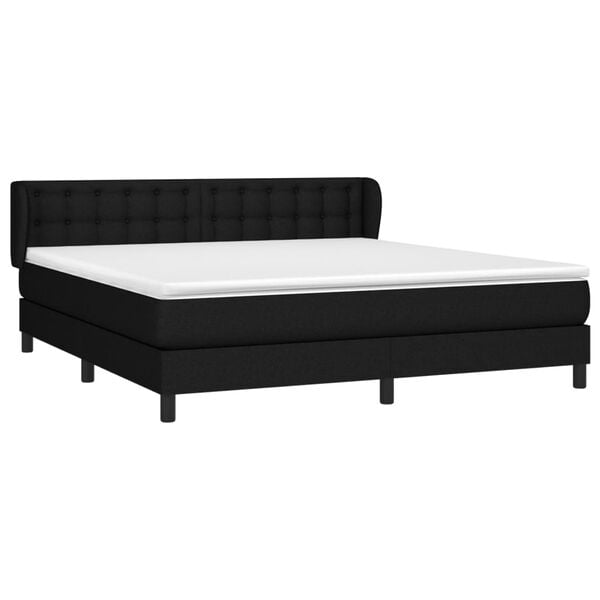 vidaXL Boxspringbett mit Matratze Schwarz 180x200 cm Stoff