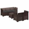 vidaXL 5-Sitzer Gartensofa mit Kissen Rattan-Look PP Braun
