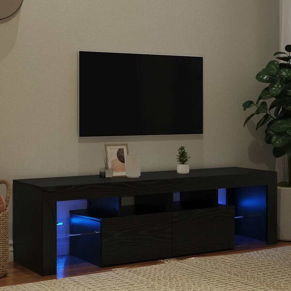 vidaXL TV-Schrank mit LED-Leuchten Schwarz Eichen-Optik 140x36,5x40 cm