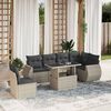 vidaXL 7-tlg. Garten-Sofagarnitur mit Kissen Hellgrau Poly Rattan