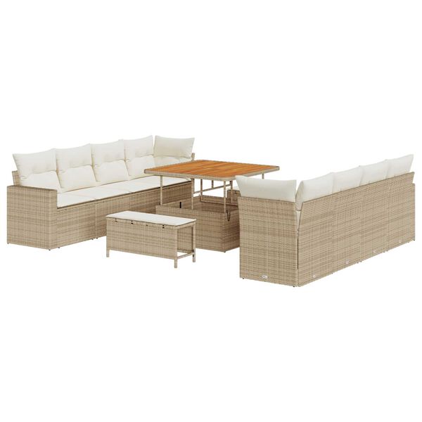 vidaXL Garten-Sofa-Set 11 pcs Beige Poly-Rattan
