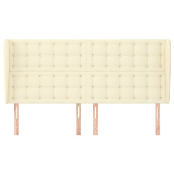 vidaXL Kopfteil mit Ohren Creme 163x23x118/128 cm Kunstleder