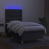 vidaXL Boxspringbett mit Matratze & LED Dunkelgrau 100x200 cm Stoff