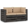 vidaXL 2-Sitzer Outdoor-Sofa mit Kissen Grau Impr&auml;gniertes Kiefernholz