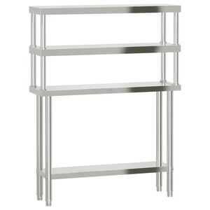 vidaXL K&uuml;chen-Arbeitstisch mit Aufsatzboard 110x30x150 cm Edelstahl