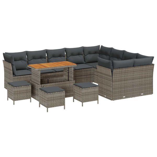 vidaXL Garten-Sofa-Set 13 pcs Grau Poly-Rattan