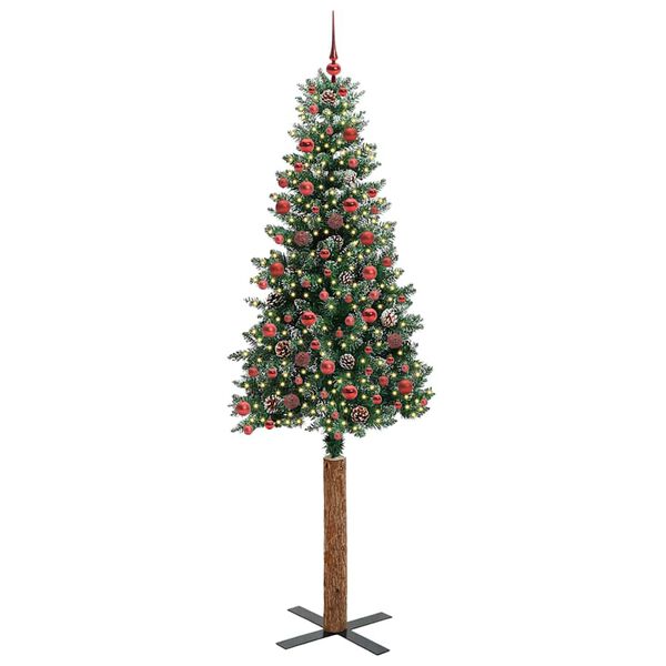 vidaXL Schlanker Weihnachtsbaum mit 300 LEDs mit St&auml;nder Gr&uuml;n 210 cm
