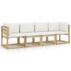 vidaXL Gartensofa 4-Sitzer mit Kissen in Creme