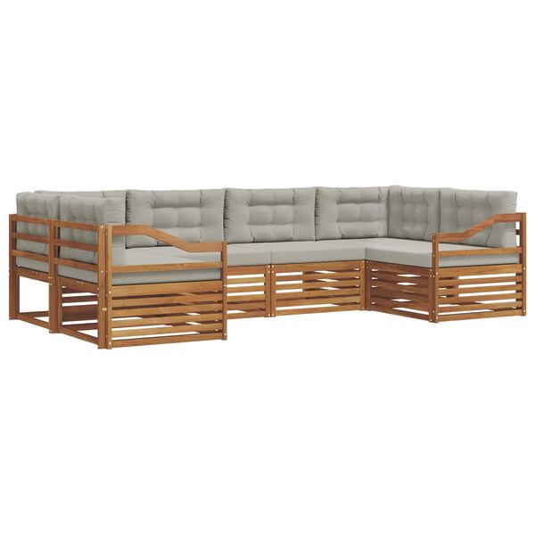 vidaXL Sofagarnituren 6 pcs Nat&uuml;rlich und Hellgrau Massivholz Akazie