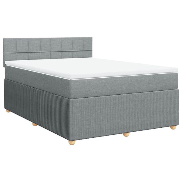 vidaXL Boxspringbett mit Matratze Hellgrau 140x190 cm Stoff