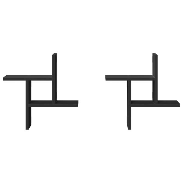 vidaXL Wandregale 2 Stk. Schwarz 38x12x38 cm Holzwerkstoff