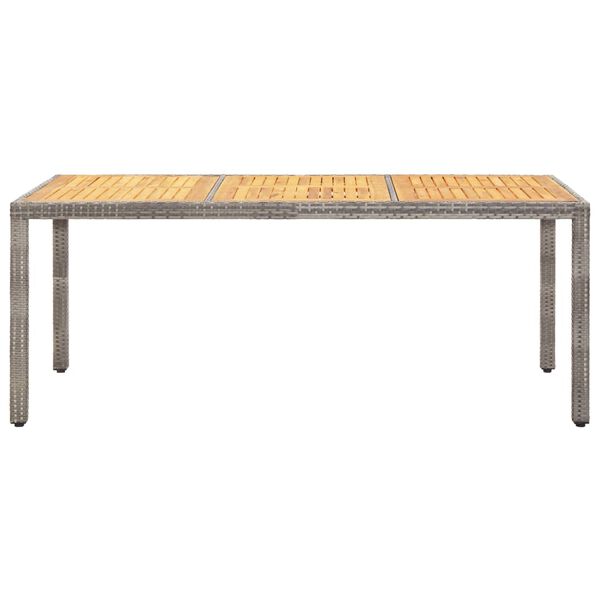 vidaXL Gartentisch Grau 190x90x75 cm Poly Rattan und Akazienholz