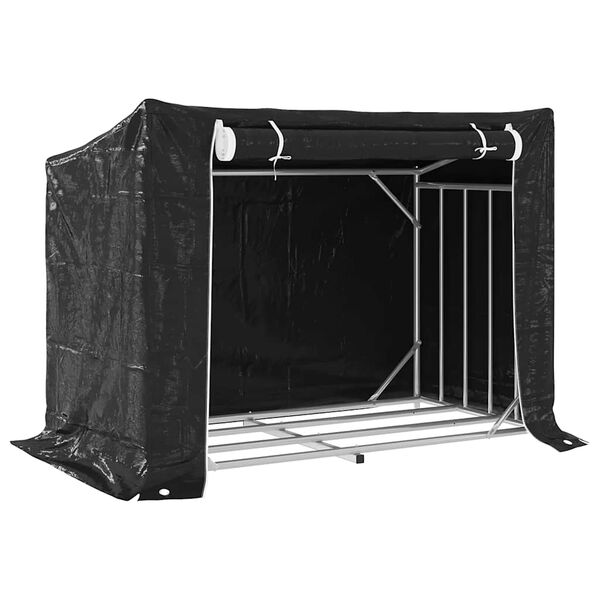 vidaXL Brennholzregal mit Regenschutz 151x80,5x110,5 cm Stahl Verzinkt