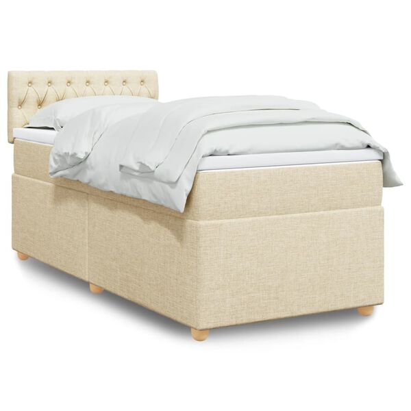 vidaXL Boxspringbett mit Matratze Creme 90x190 cm Stoff