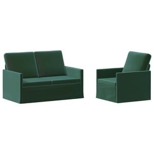 vidaXL Sofa-Set 2 pcs Dunkelgr&uuml;n Samt (V)