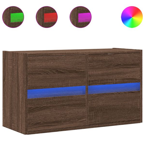 vidaXL TV-Wandschrank mit LED-Beleuchtung Braun Eiche-Optik 80x31x45cm