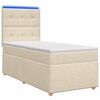 vidaXL Boxspringbett mit Matratze mit Kopfteil Creme 80 x 200 cm Stoff
