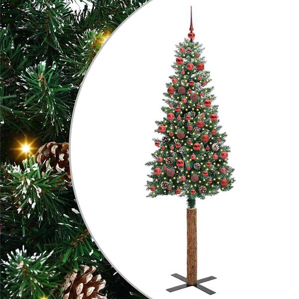 vidaXL Schlanker Weihnachtsbaum mit 300 LEDs Grün und Weiß 180 cm