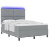 vidaXL Boxspringbett mit Matratze mit LED Hellgrau 160 x 200 cm Stoff
