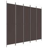 vidaXL 5-tlg. Paravent Braun 250x220 cm Stoff