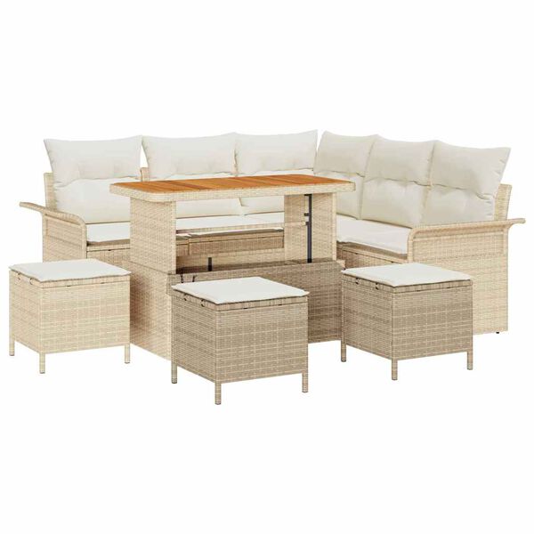 vidaXL Garten-Sofa-Set 9 pcs Beige Poly-Rattan