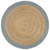 vidaXL Teppich Handgefertigt Jute mit Olivgr&uuml;nem Rand 210 cm