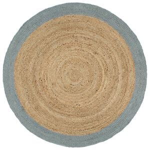 vidaXL Teppich Handgefertigt Jute mit Olivgr&uuml;nem Rand 210 cm