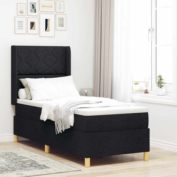 vidaXL Boxspringbett mit Matratze Schwarz 80 x 200 cm Stoff