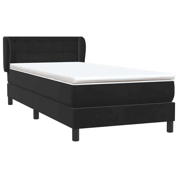 vidaXL Boxspringbett mit Matratze Schwarz 90x220 cm Samt