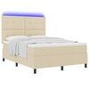 vidaXL Boxspringbett mit Matratze mit LED Creme 140 x 190 cm Stoff