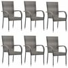 vidaXL Gartenst&uuml;hle Stapelbar 6 Stk. Grau Poly Rattan