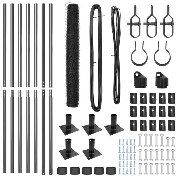 vidaXL Zaunpfosten Grau 10 x 0,8 m (50 mm Masche) Stahl und PVC