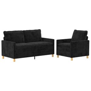 vidaXL Sofa Set 2 stk. Schwarz Polyester
