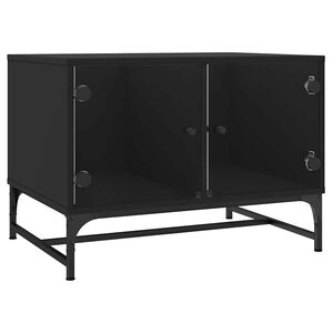 vidaXL Couchtisch mit Glast&uuml;ren Schwarz 68,5x50x50 cm
