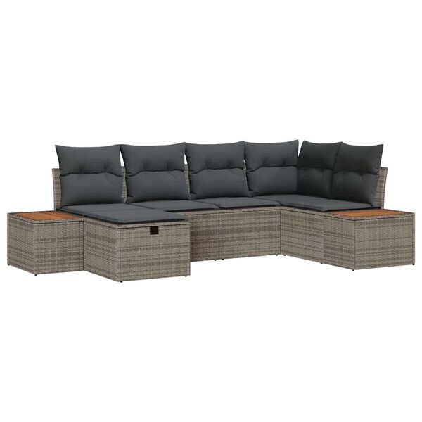 vidaXL Gartensofa-set mit Kissen mit Speicher Grau Poly-Rattan