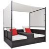 vidaXL Gartenbett mit Baldachin Braun 190&times;130 cm Poly Rattan