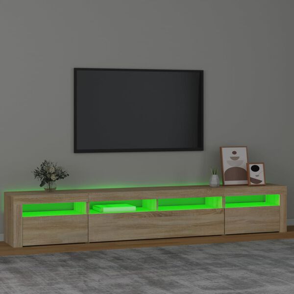 vidaXL TV-Schrank mit LED-Leuchten Sonoma-Eiche 240x35x40 cm